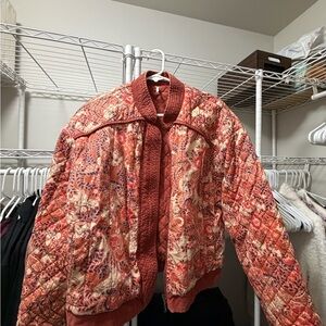 FP Movement by Free People Quilted Bomber Jacket - Red and Cream